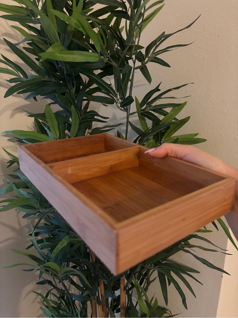 Bamboo Divided Vanity Tray Organizer - Natural Bamboo